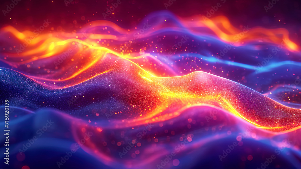 Obraz premium A neon background with the effect of luminous fluid, as if paints dance in the air