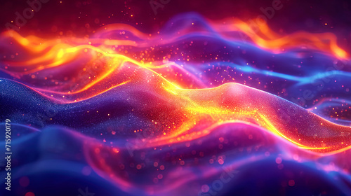 A neon background with the effect of luminous fluid, as if paints dance in the air