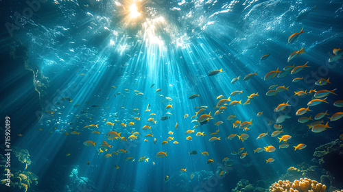 A photophone of the underwater world, where the light penetrates through deep waters, creating the