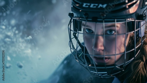 Ice hockey player in helmet