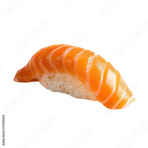 Salmon nigiri sushi on transparent background.