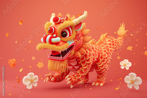 Illustration of a classic chinese new year dragon.