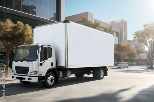 truck mockup on city street