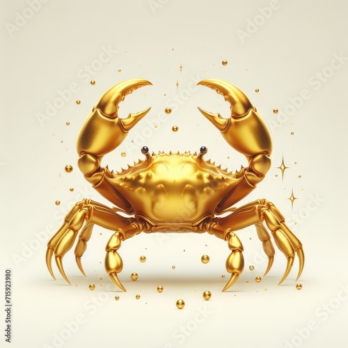 golden crab on white background
