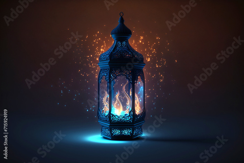 holographic ramadan kareem lantern crescent moon 
