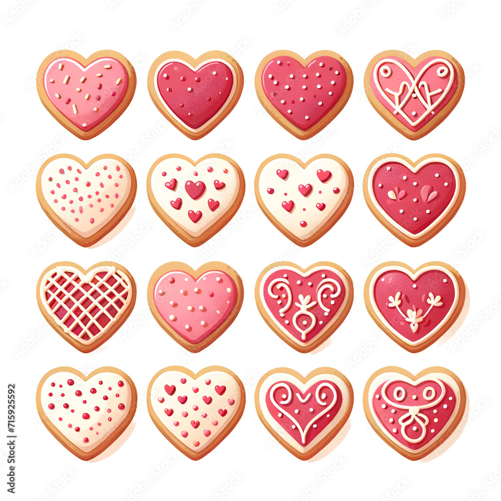 set of heart shaped cookies set of heart shaped cookies