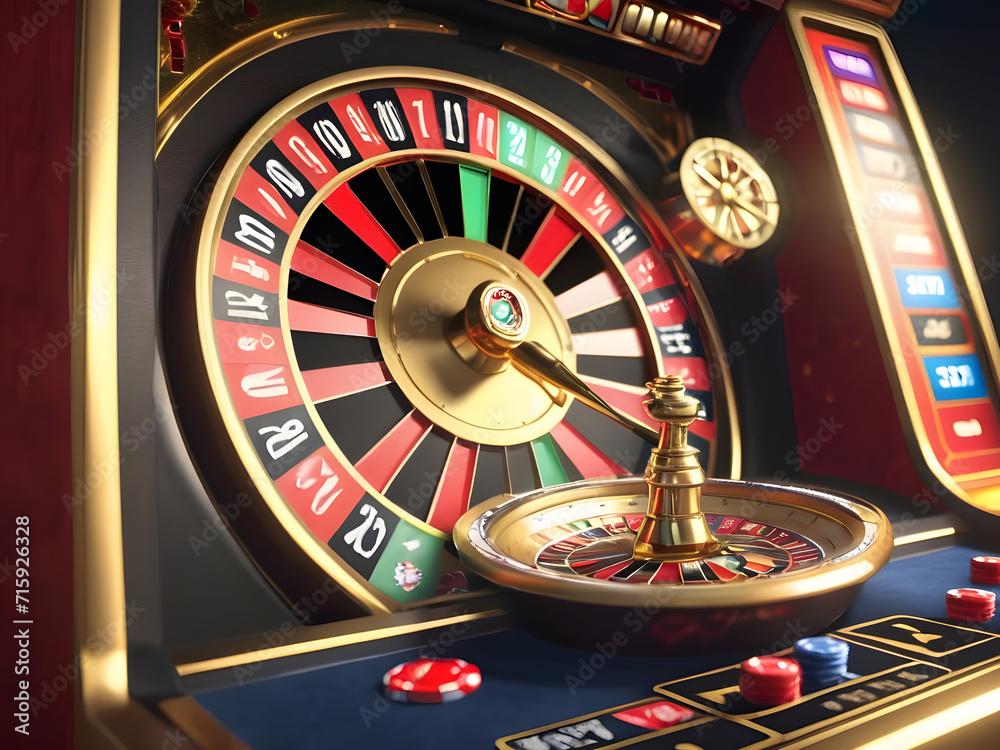 Slot Machine with Roulette Wheel. Generative AI