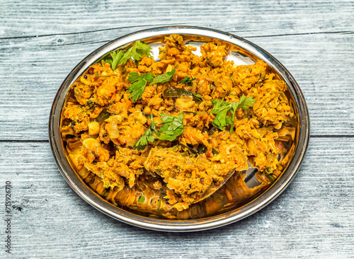 sura puttu or fish purru served in dish isolated on wooden table top view of indian spicy food