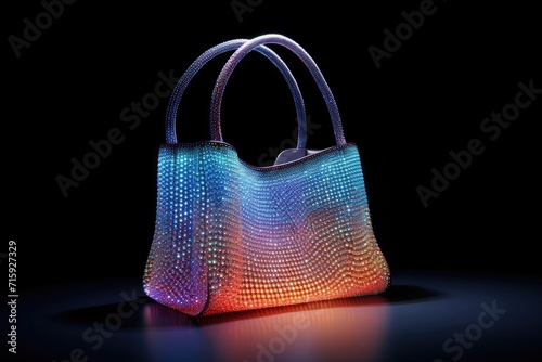 Translucent bag on a dark background, gradient transition of the color spectrum, pointillism
