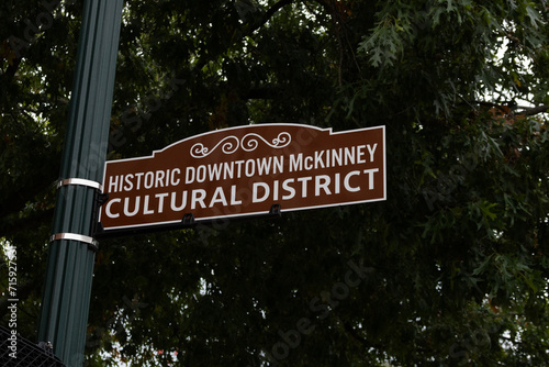 Historic Downton McKinney cultural district street sign 