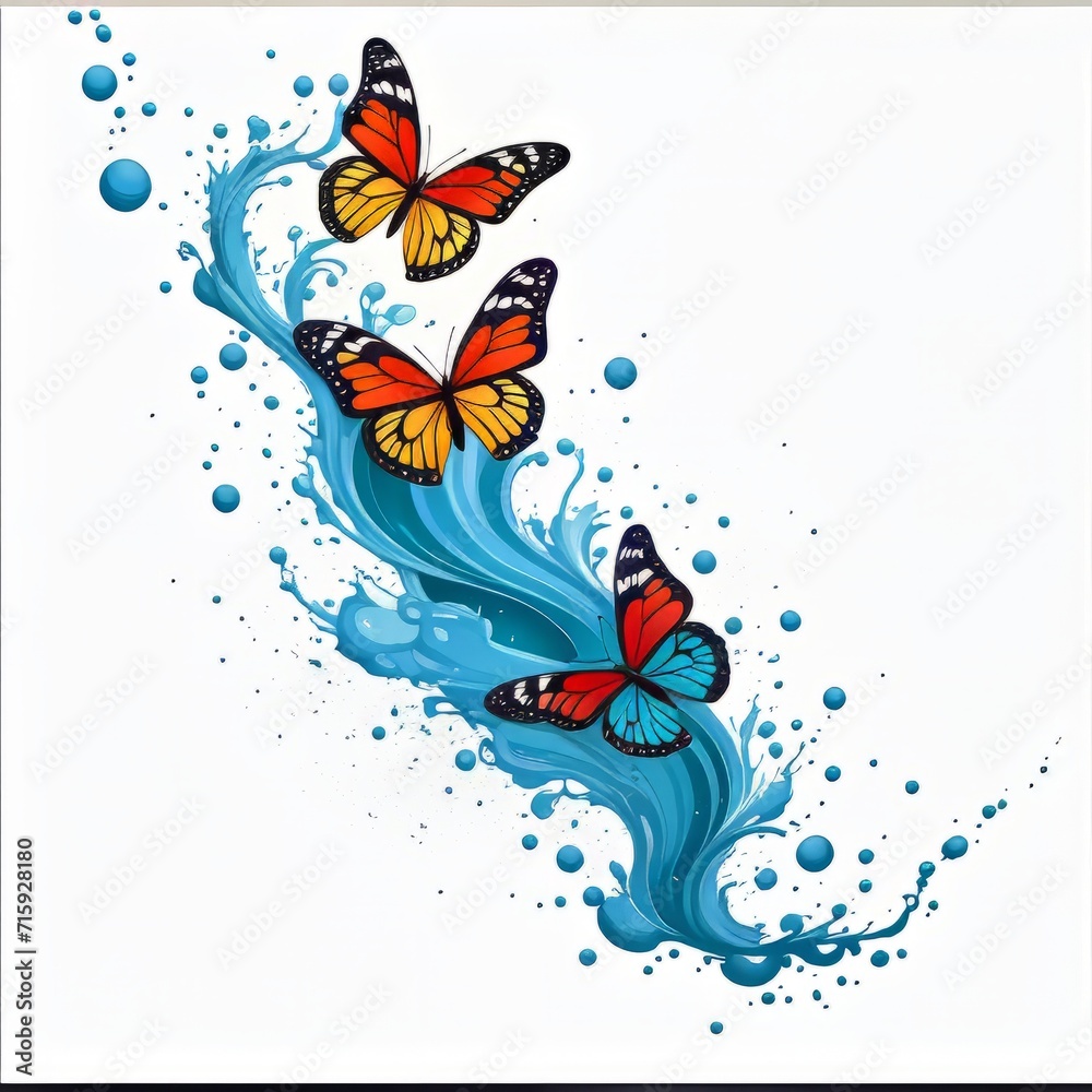 butterflies and water splash