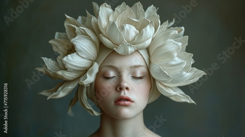 Portrait of a woman with flowers on head