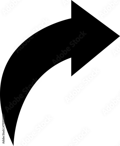 Bent arrow pointing right, Curved arrow share icon set, Elegant, Modern arrows for business plan, presentation and education. Sign, Symbol, Hand drawn arrow, Direction pointers. Scribbles and scrawls.