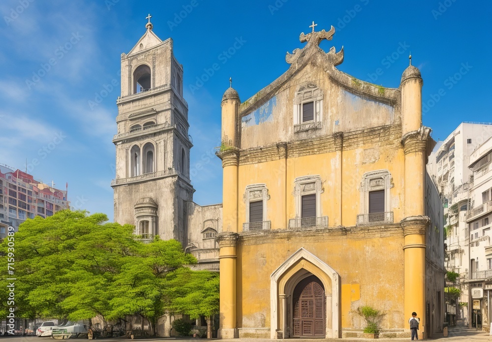 China macau beautiful old architecture building China macau beautiful old architecture building