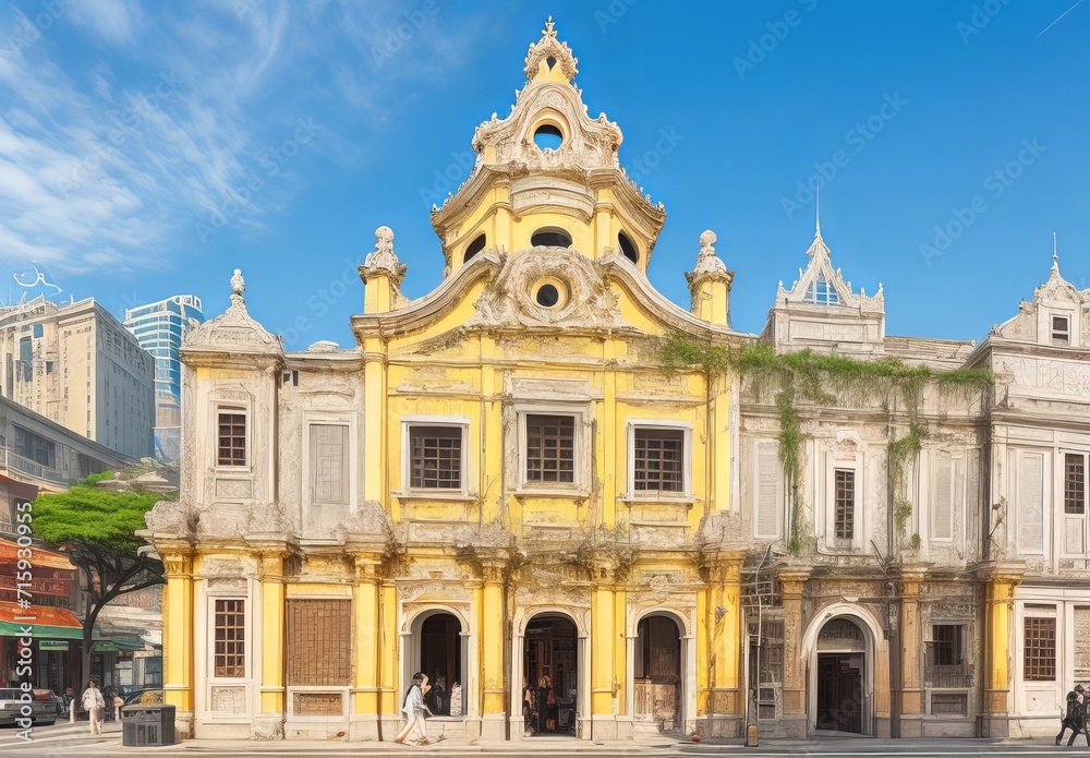 China macau beautiful old architecture building China macau beautiful old architecture building