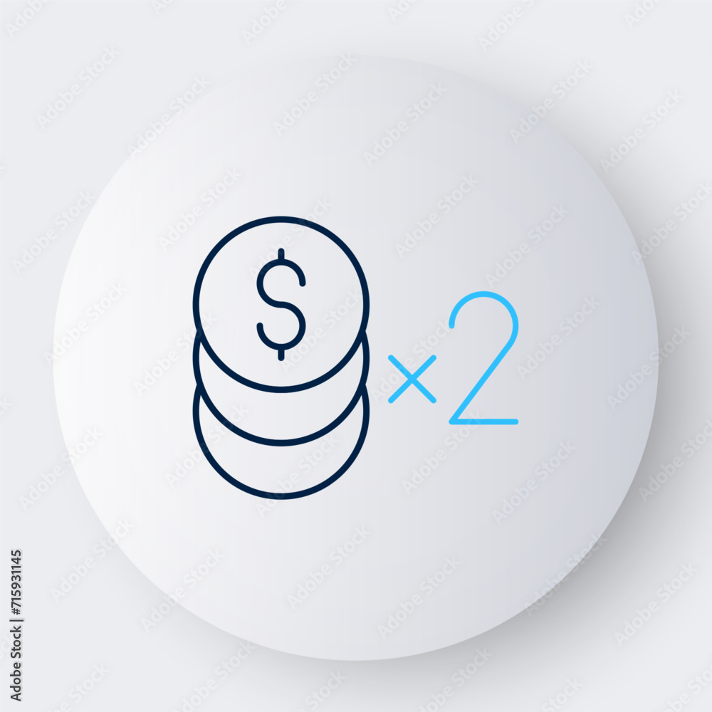 Line Casino chip with dollar symbol icon isolated on white background. Casino gambling. Colorful outline concept. Vector Line Casino chip with dollar symbol icon isolated on white background. Casino gambling. Colorful outline concept. Vector