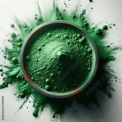 green  powder on white
