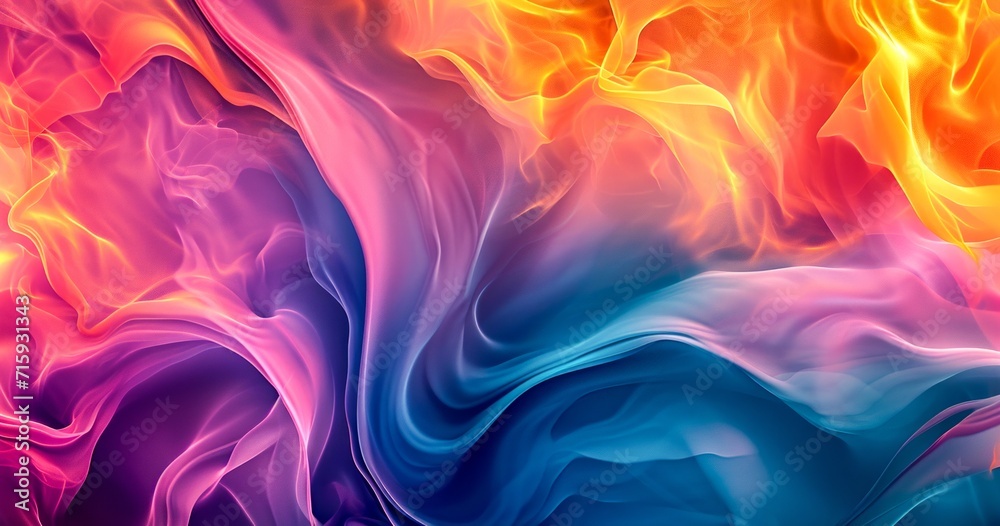 Obraz premium A mesmerizing blend of vibrant hues swirl together in a hypnotic fractal masterpiece, evoking feelings of joy and wonder in this abstract painting