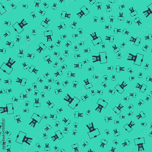 Black Wood easel or painting art boards icon isolated seamless pattern on green background. Vector