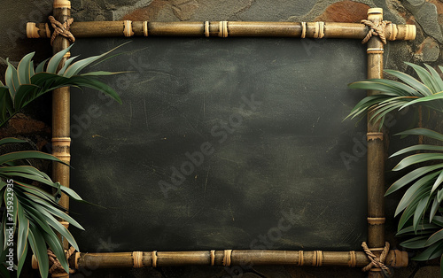 quadro negro com moldura de bambu