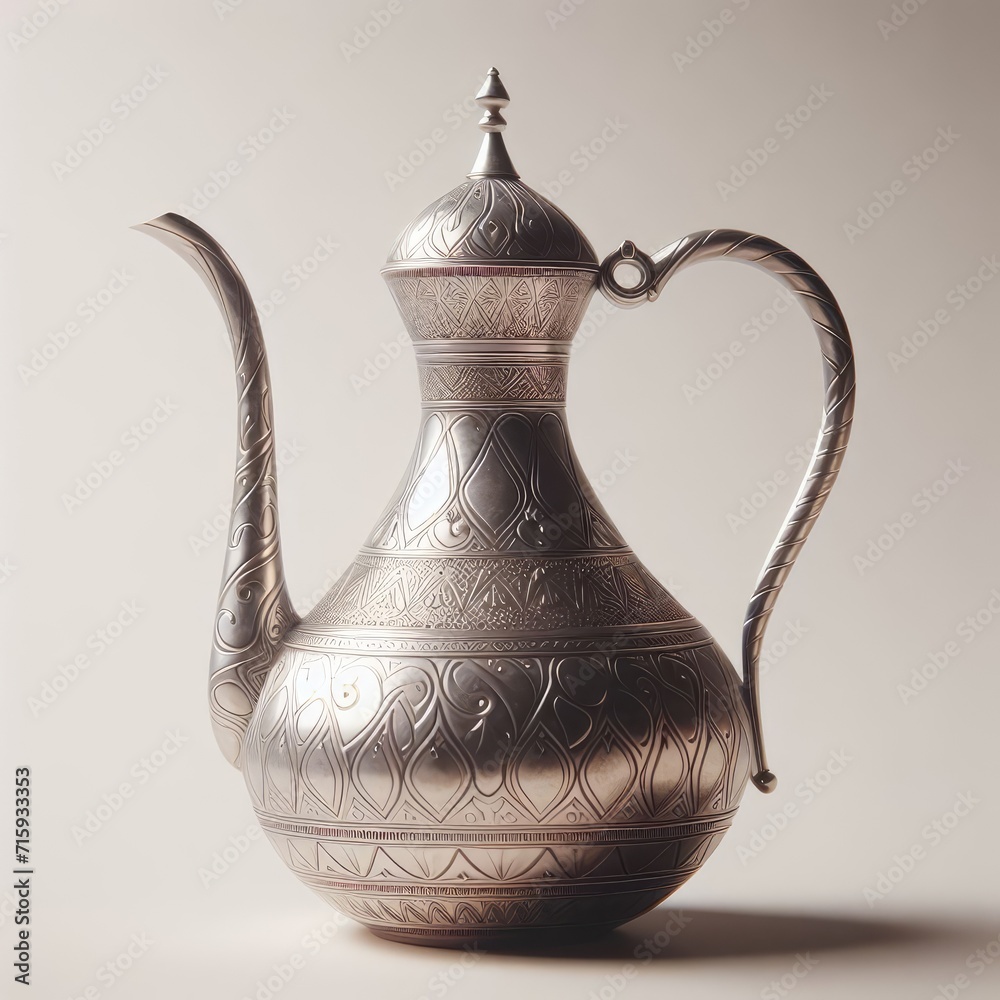 Silver Aftabeh Persian Toilet Wash Jug Decorative Antique Rare Qajar Water Jug Ewer Brass Pitcher
