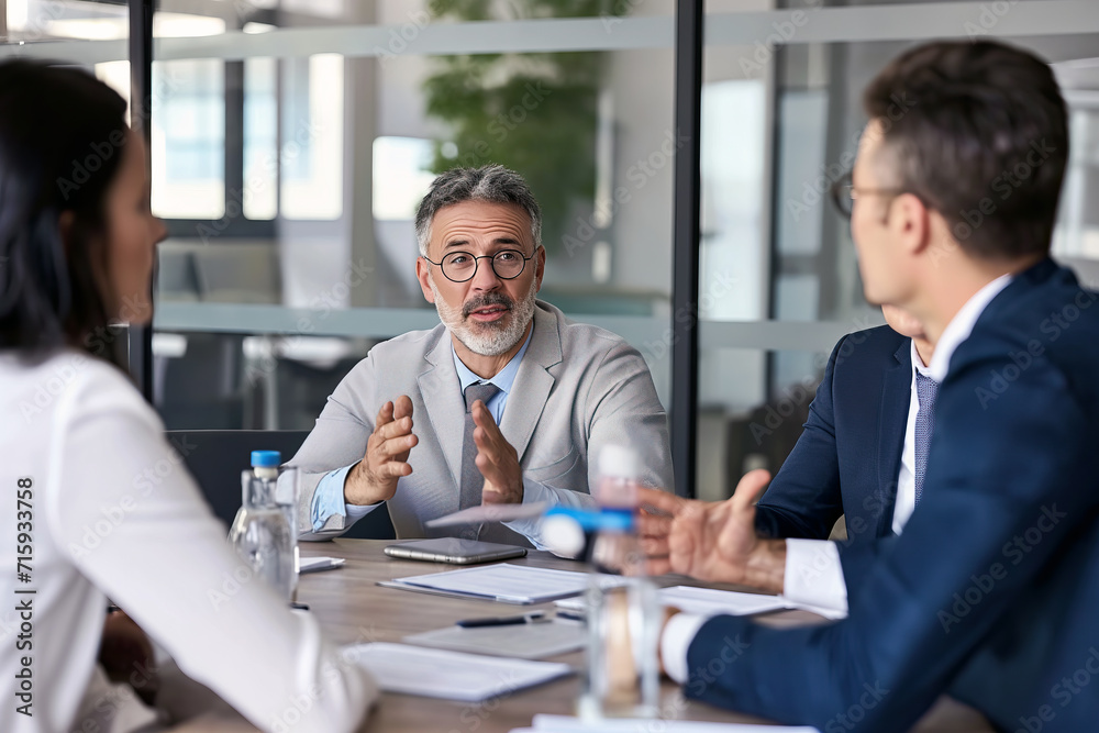 Group of People Engaged in Conversation at a Business Meeting Group of People Engaged in Conversation at a Business Meeting