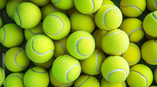 Lots of vibrant tennis balls pattern of new tennis balls for background © Mateen