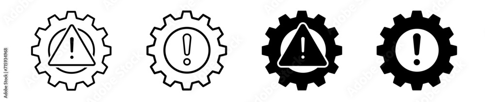 Process or failure icon set. Technical problem, repair or maintenance symbol. Vector - obrazy, fototapety, plakaty 