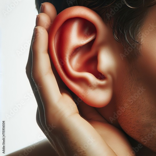 Human Ear Close-Up, human communication, listening, ear health. photo