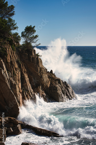 "Tossa de Mar's Serene Shores: Where Mediterranean Sea Meets Spanish Waves" Spain, Catalonia, Rugged Coastline. Good weather Costa Brava. Girona, Barcelona. 