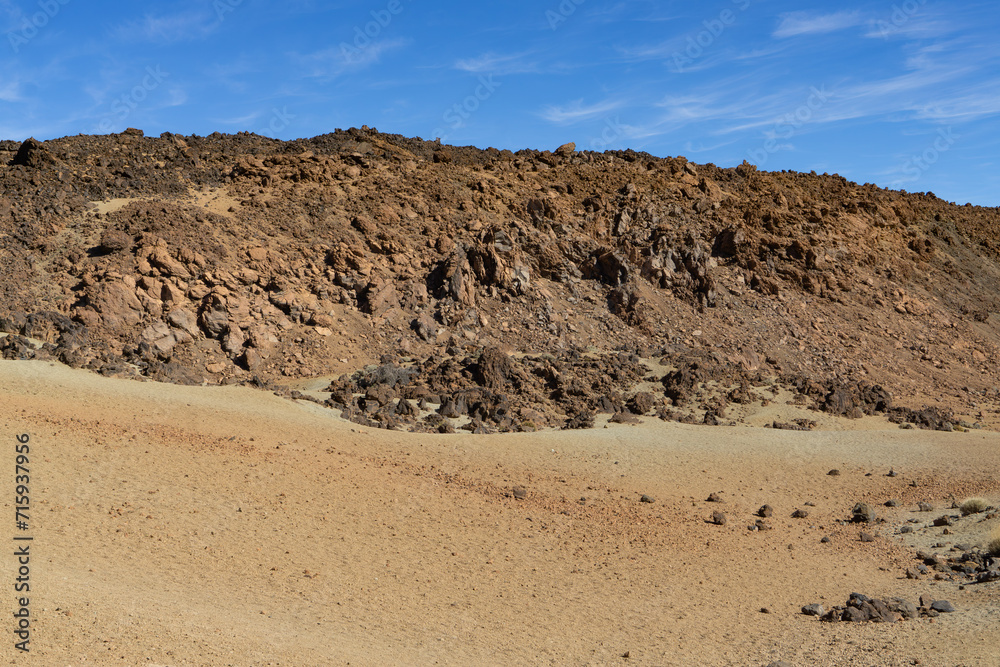 Rocky and desert like landscape of Tenerife, Spain