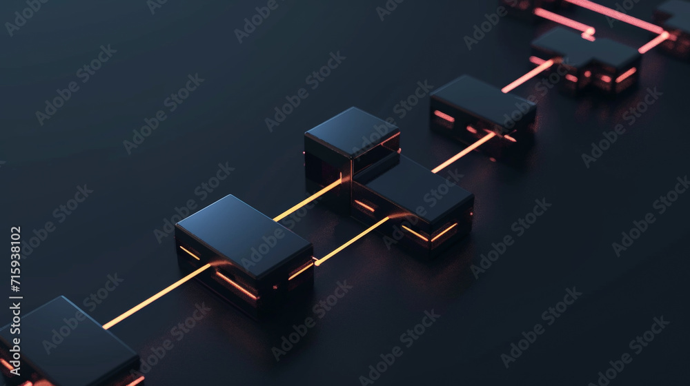 Blockchain Elegance: Minimalist 3D Icon in Dark Hues. Generative AI Blockchain Elegance: Minimalist 3D Icon in Dark Hues. Generative AI