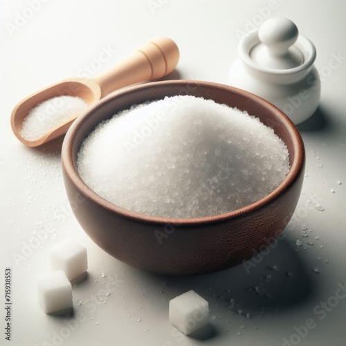 sugar in a bowl on white 