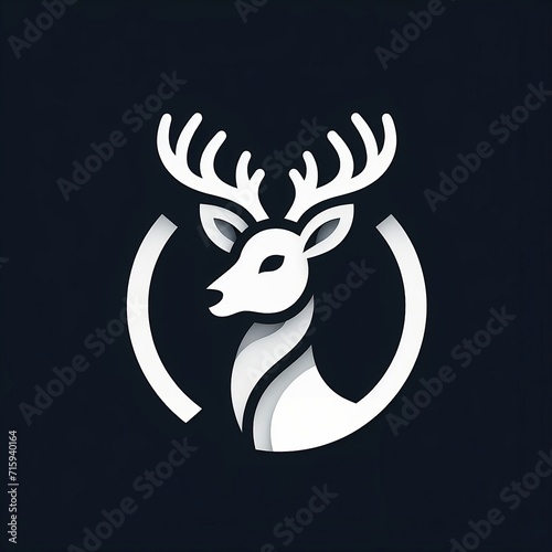 flat logo of head deer with black background created with generative ai photo