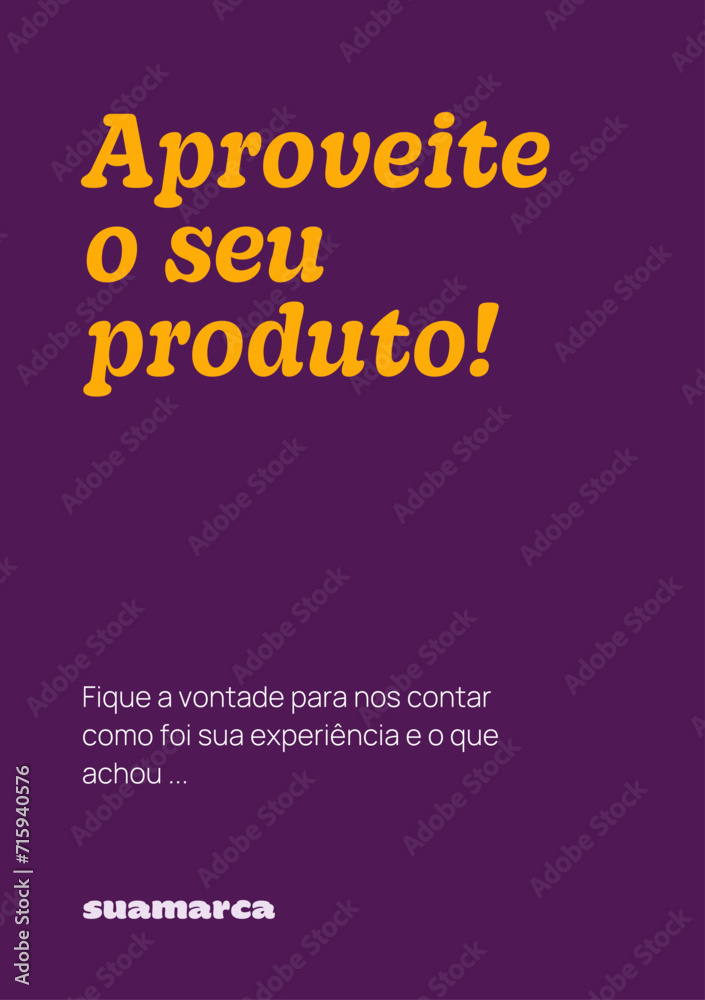 Cartão de agradecimento vertical para cliente receber produto