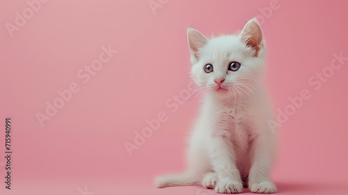 kitten on a pink background