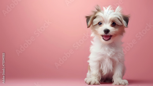 puppy dog on a pink background