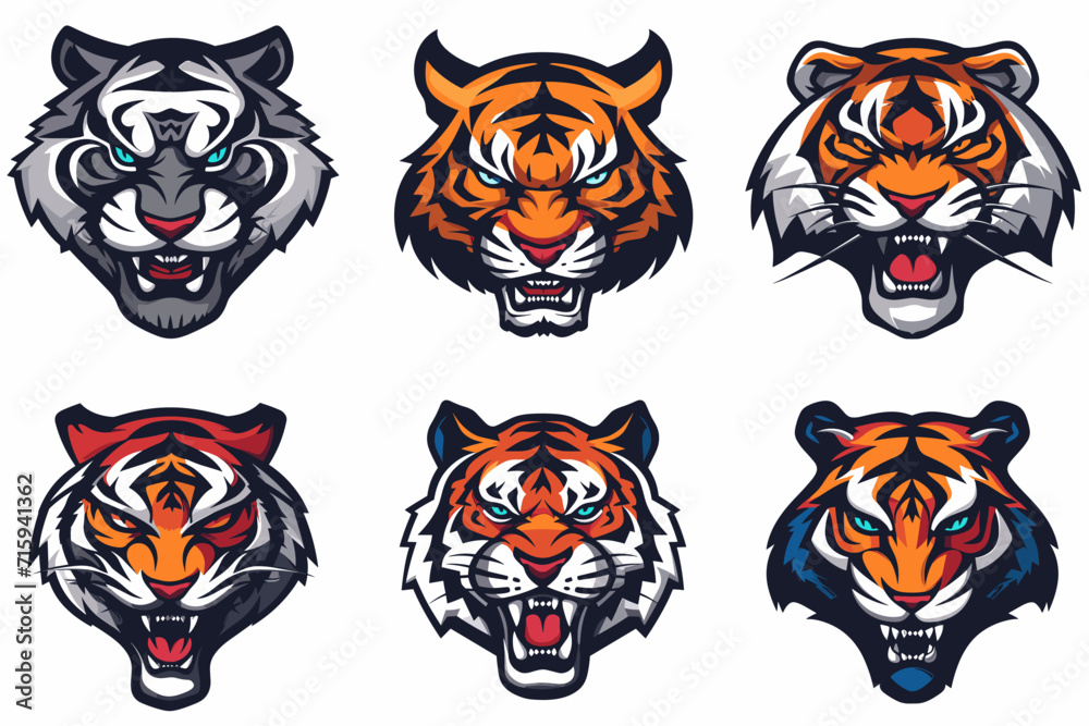 Esport vector logo tiger, icon, vector, sticker, set, collection, group, head, sign