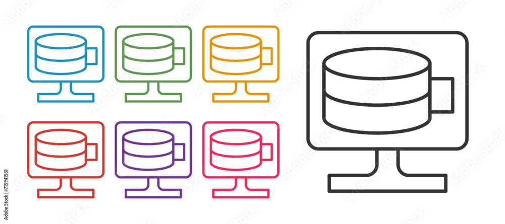 Set line Cloud database icon isolated on white background. Cloud computing concept. Digital service or app with data transferring. Set icons colorful. Vector Set line Cloud database icon isolated on white background. Cloud computing concept. Digital service or app with data transferring. Set icons colorful. Vector