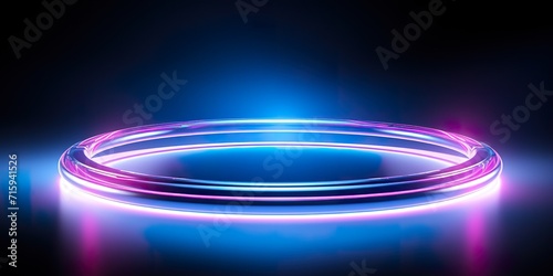 Neon Ring Pink Blue, Abstract background, 