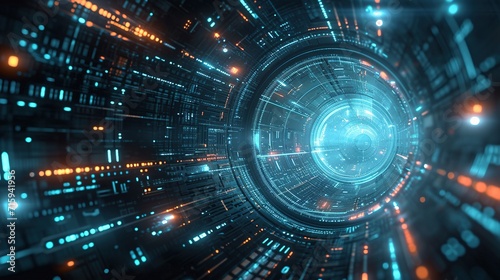 sci fi futuristic futuristic sci fi tunnel. neon tunnel background, 3 d rendering rendering created with Generative AI