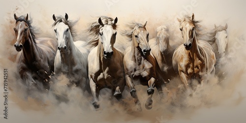 7 horses wall frame photo