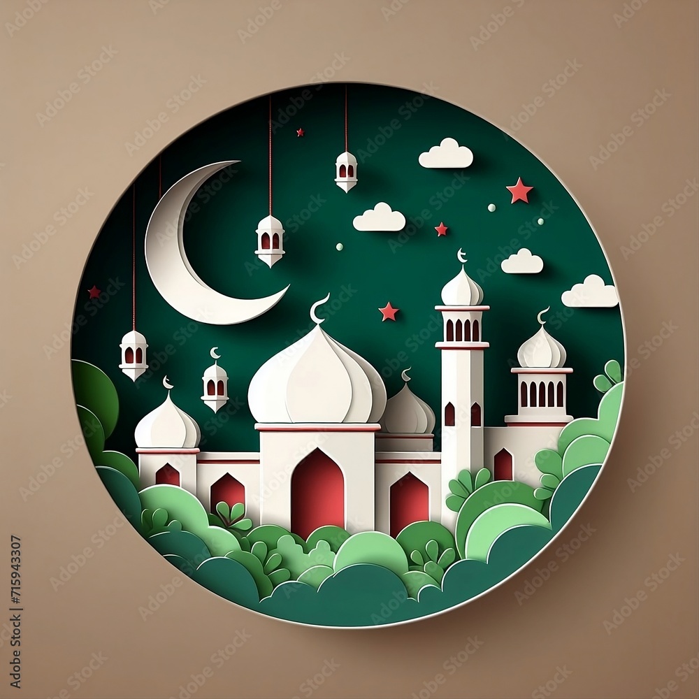 Ramadan Mubarak Vector Design Illustration for social media Background design space for copy created with generative ai	