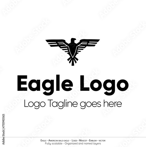 Eagle Logo, Flying Bird Emblem. dove mascot. American Bald Eagle silhouette logo. Minimal design, minimalistic logo vector