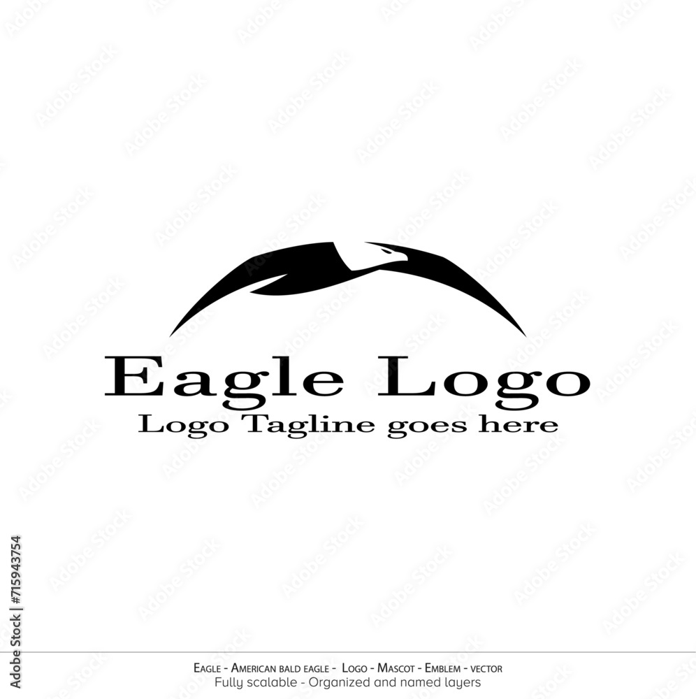Obraz premium Eagle Logo, Flying Bird Emblem. dove mascot. American Bald Eagle silhouette logo. Minimal design, minimalistic logo vector