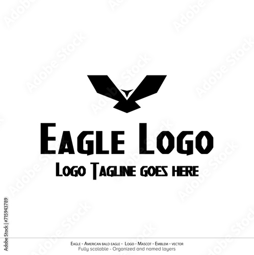 Eagle Logo, Flying Bird Emblem. dove mascot. American Bald Eagle silhouette logo. Minimal design, minimalistic logo vector