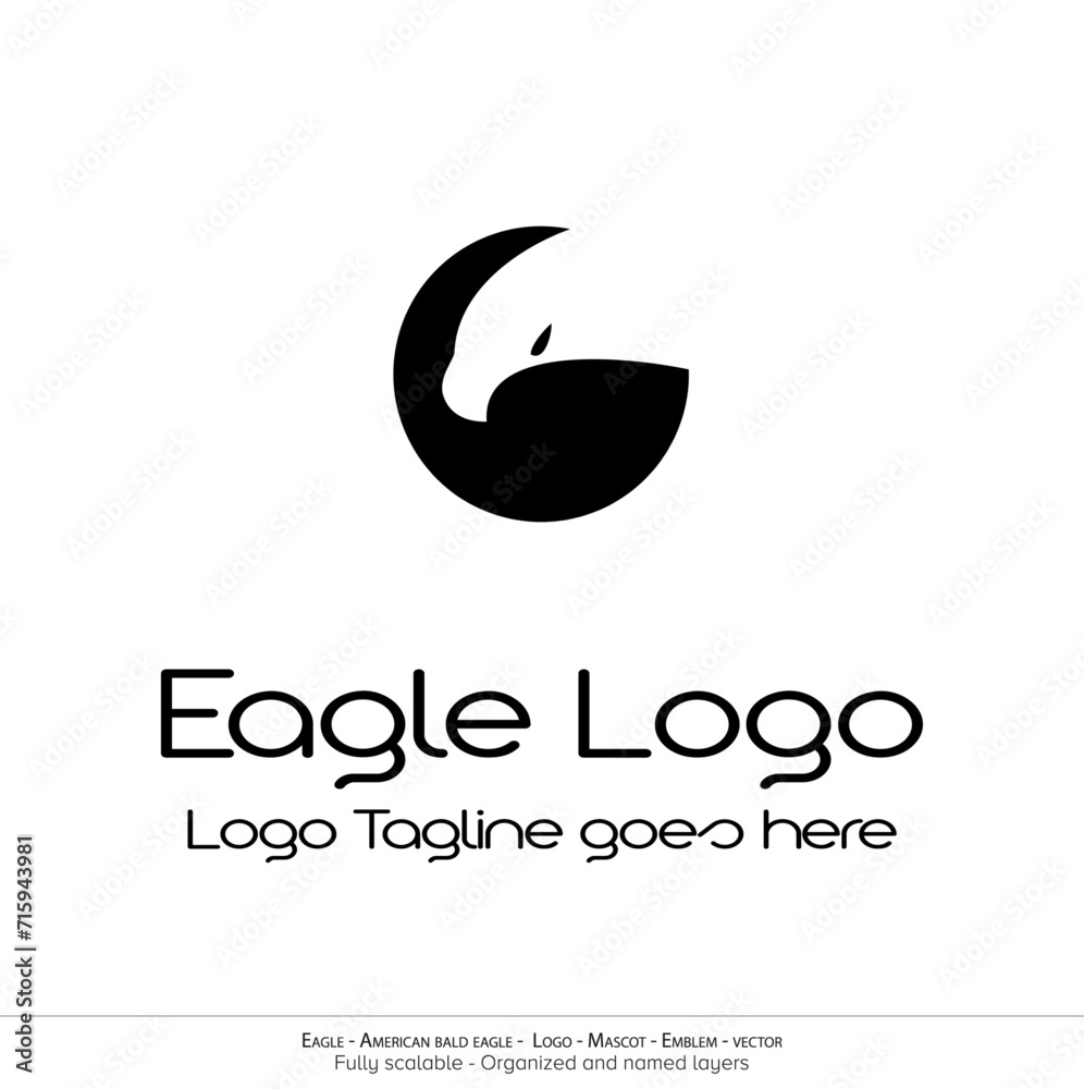 Fototapeta premium Eagle Logo, Flying Bird Emblem. dove mascot. American Bald Eagle silhouette logo. Minimal design, minimalistic logo vector