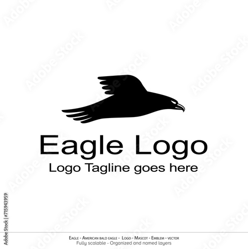 Eagle Logo  Flying Bird Emblem. dove mascot. American Bald Eagle silhouette logo. Minimal design  minimalistic logo vector