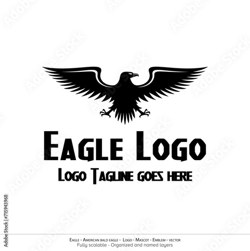 Eagle Logo, Flying Bird Emblem. dove mascot. American Bald Eagle silhouette logo. Minimal design, minimalistic logo vector