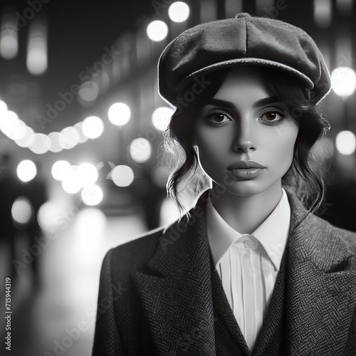 portrait of a woman in a hat cinematic black white photography 